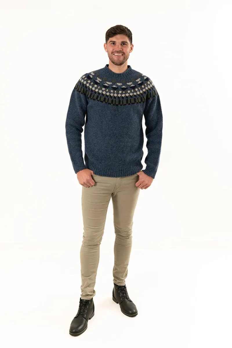 Mens Fair isle Staffa Yoke Jumper - Blue