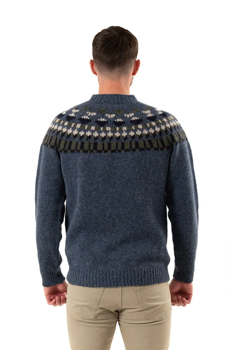 Mens Fair isle Staffa Yoke Jumper - Blue