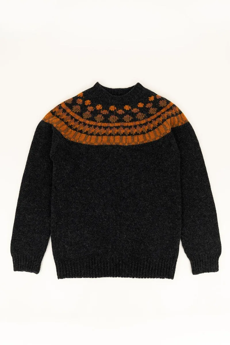 Mens Fair isle Staffa Yoke Jumper - Charcoal