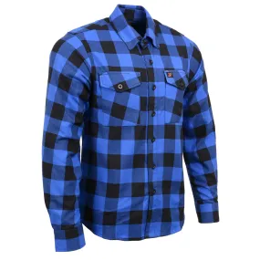 Milwaukee Leather MNG11634 Men's Black and Blue Flannel Plaid Long Sleeve Cotton Button Down Shirt