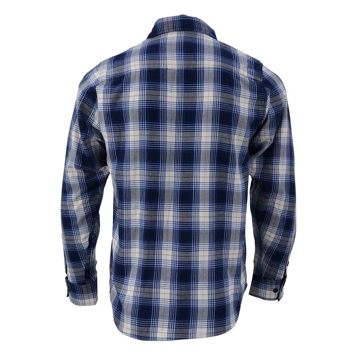 Milwaukee Leather MNG11650 Men's Blue and White Long Sleeve Cotton Flannel Shirt