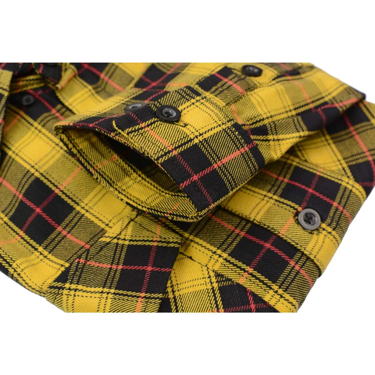 Milwaukee Leather MNG11666 Men's Black and Red with Yellow Long Sleeve Cotton Flannel Shirt