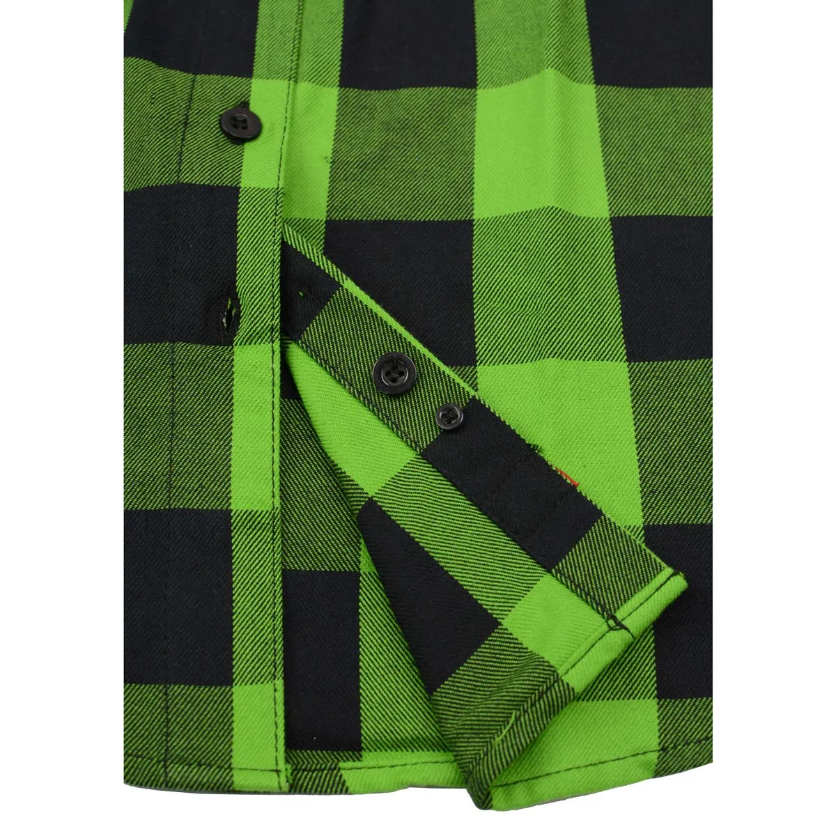 Milwaukee Leather MNG21606 Women's Casual Lime Green and Black Long Sleeve Cotton Casual Flannel Shirt