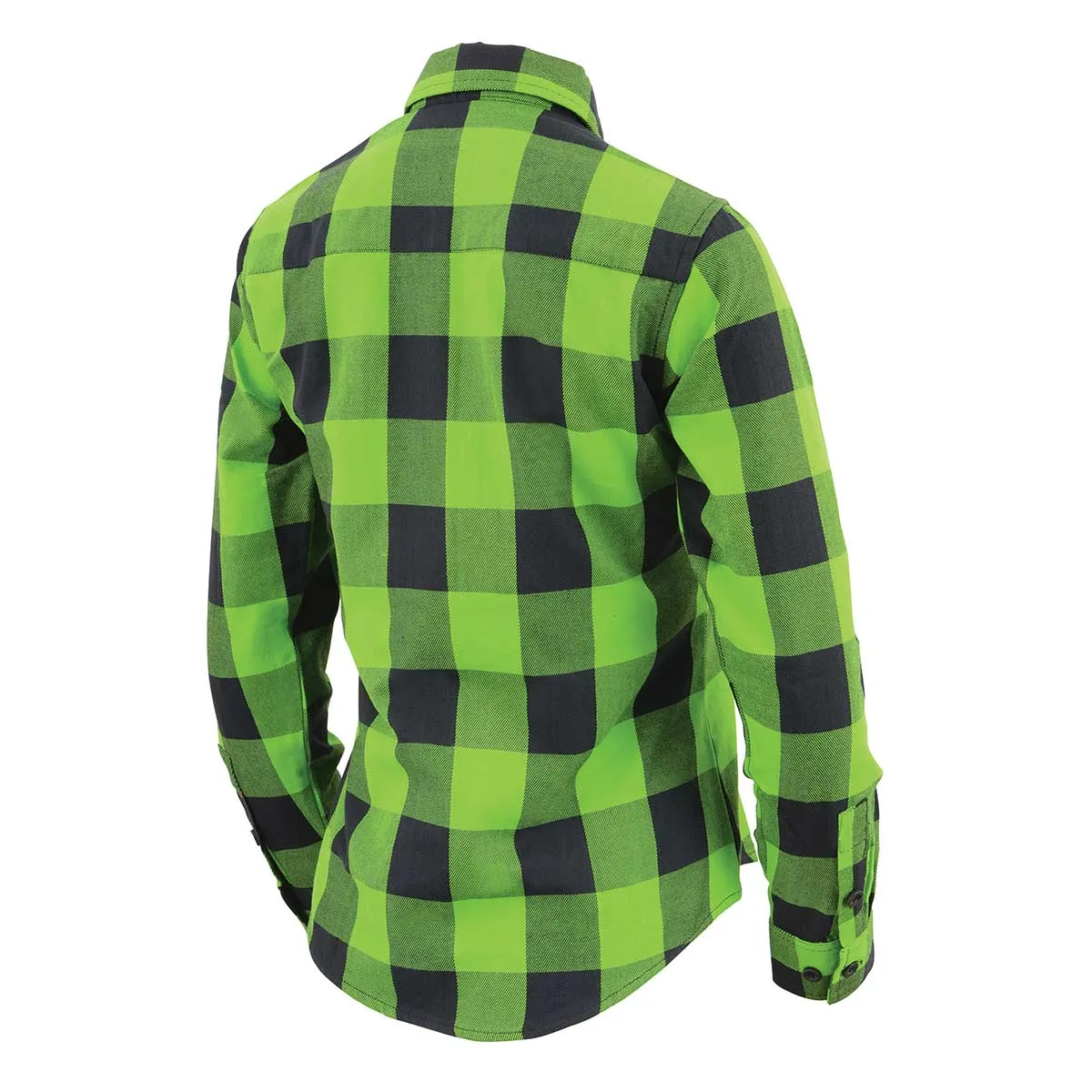 Milwaukee Leather MNG21606 Women's Casual Lime Green and Black Long Sleeve Cotton Casual Flannel Shirt