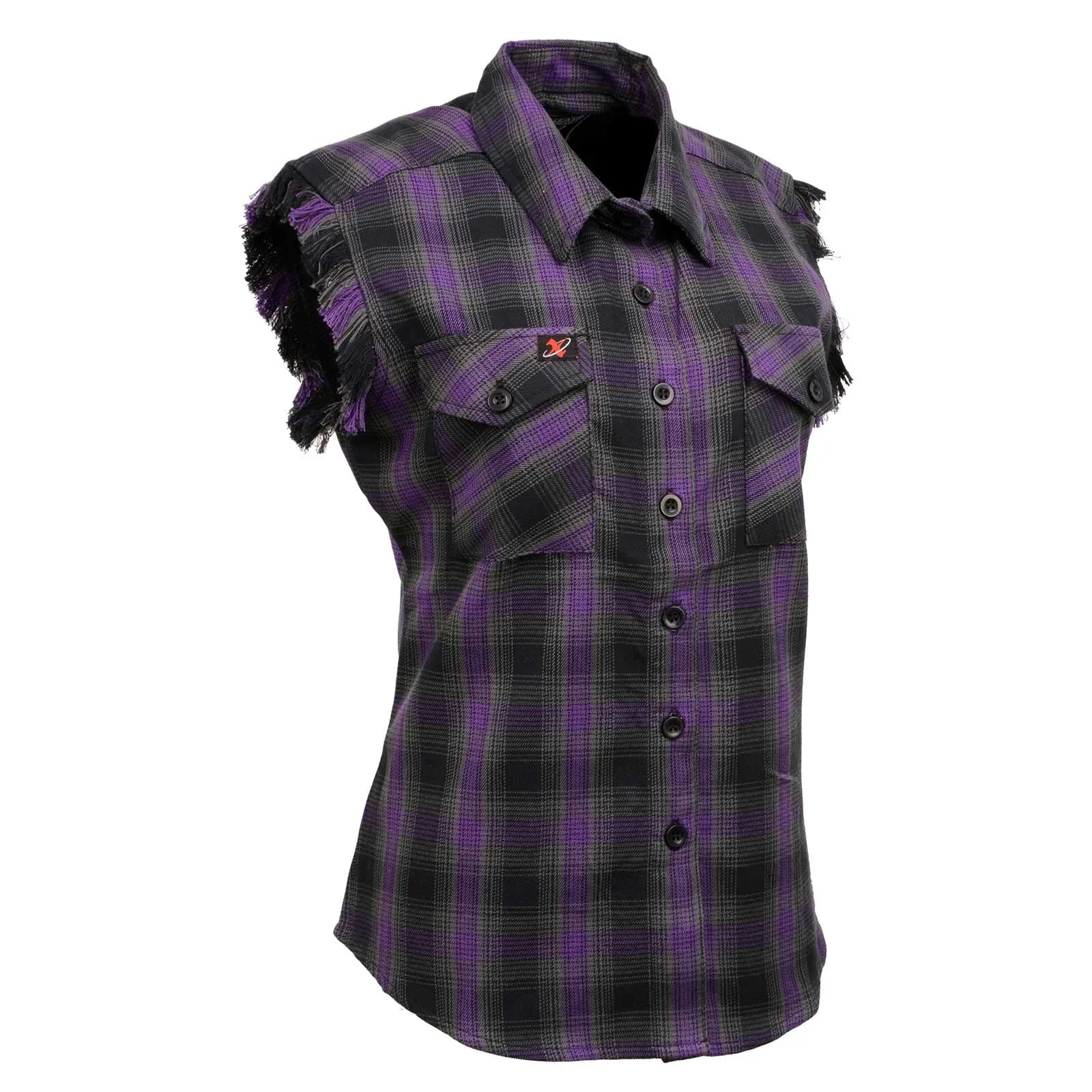 Milwaukee Leather MNG21624 Women's Flannel Black/Purple Button