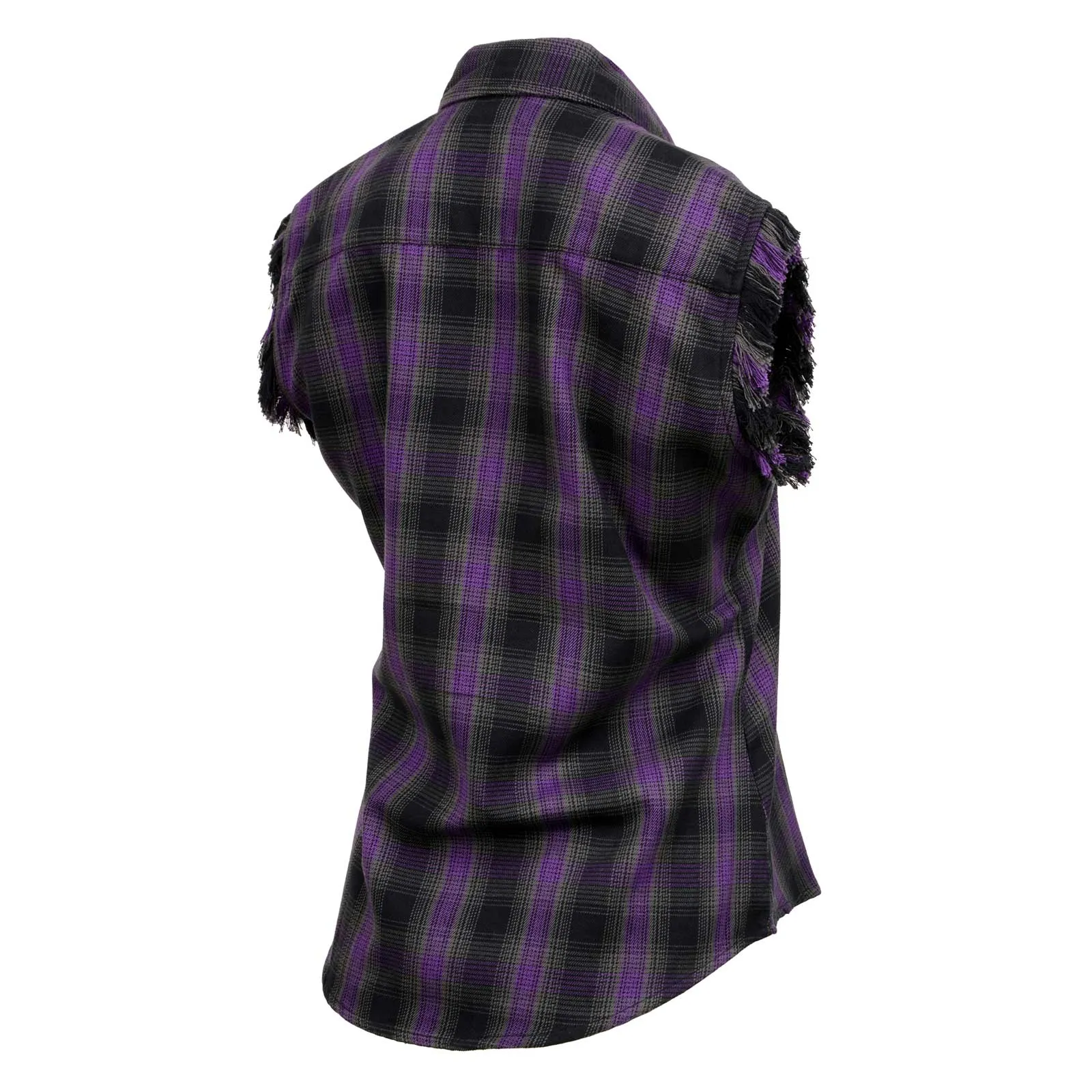 Milwaukee Leather MNG21624 Women's Flannel Black/Purple Button