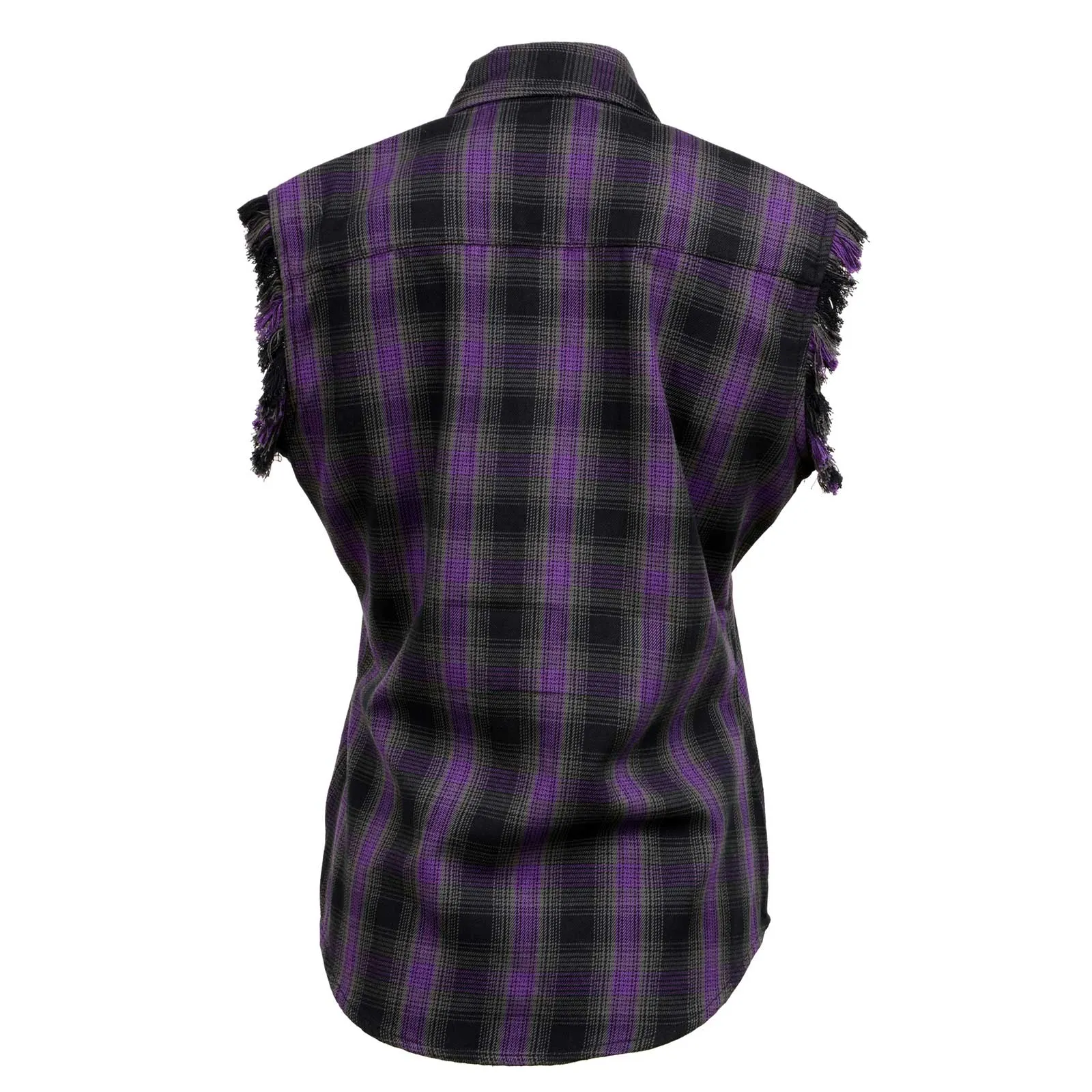 Milwaukee Leather MNG21624 Women's Flannel Black/Purple Button