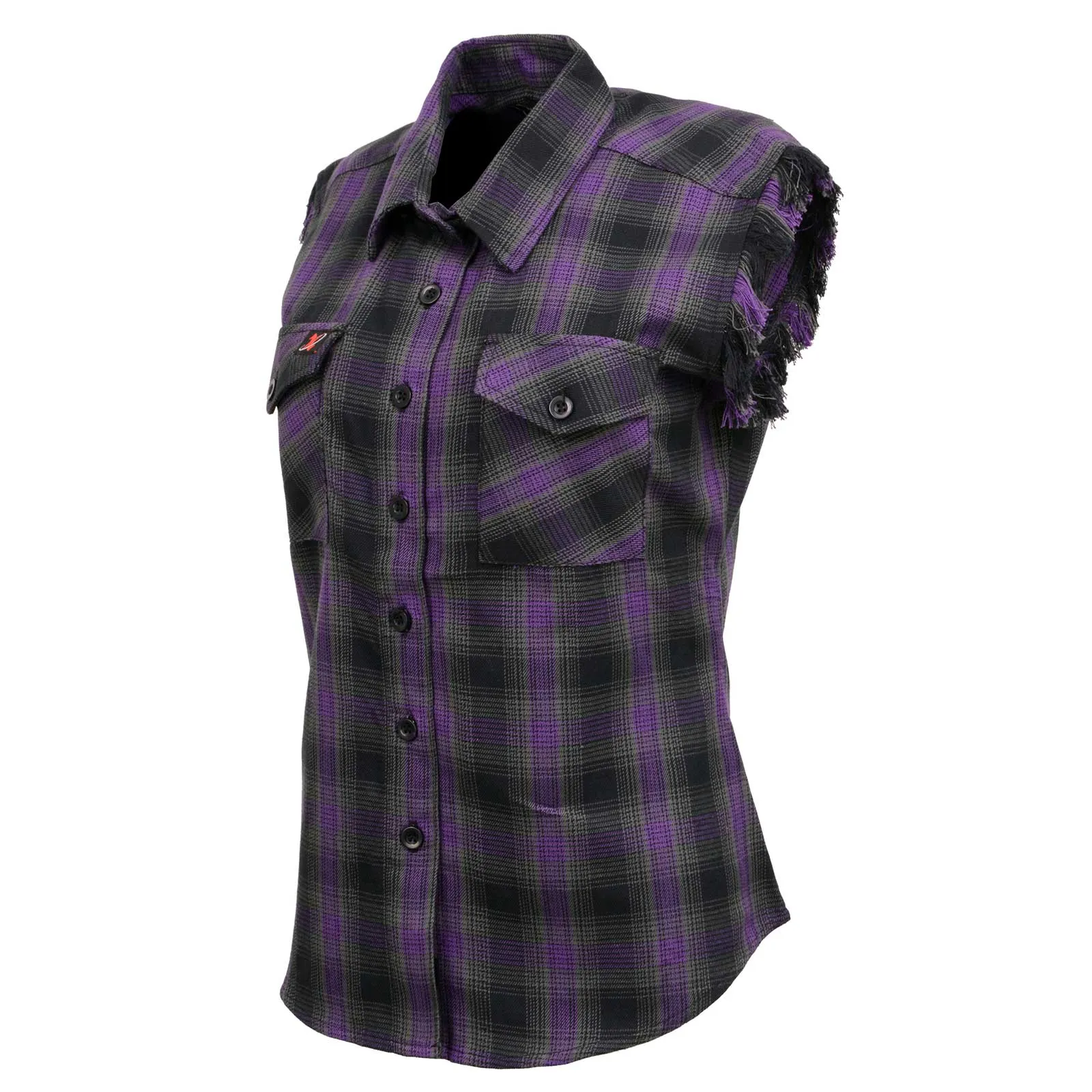 Milwaukee Leather MNG21624 Women's Flannel Black/Purple Button