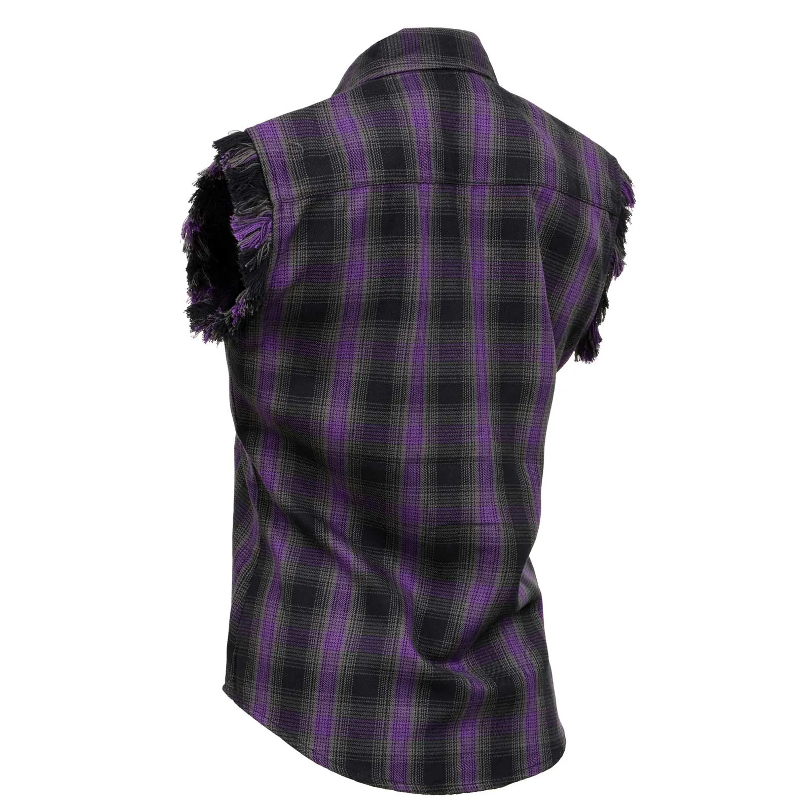 Milwaukee Leather MNG21624 Women's Flannel Black/Purple Button