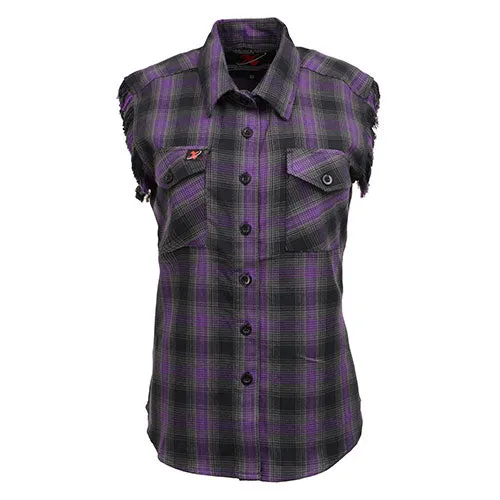 Milwaukee Leather MNG21624 Women's Flannel Black/Purple Button