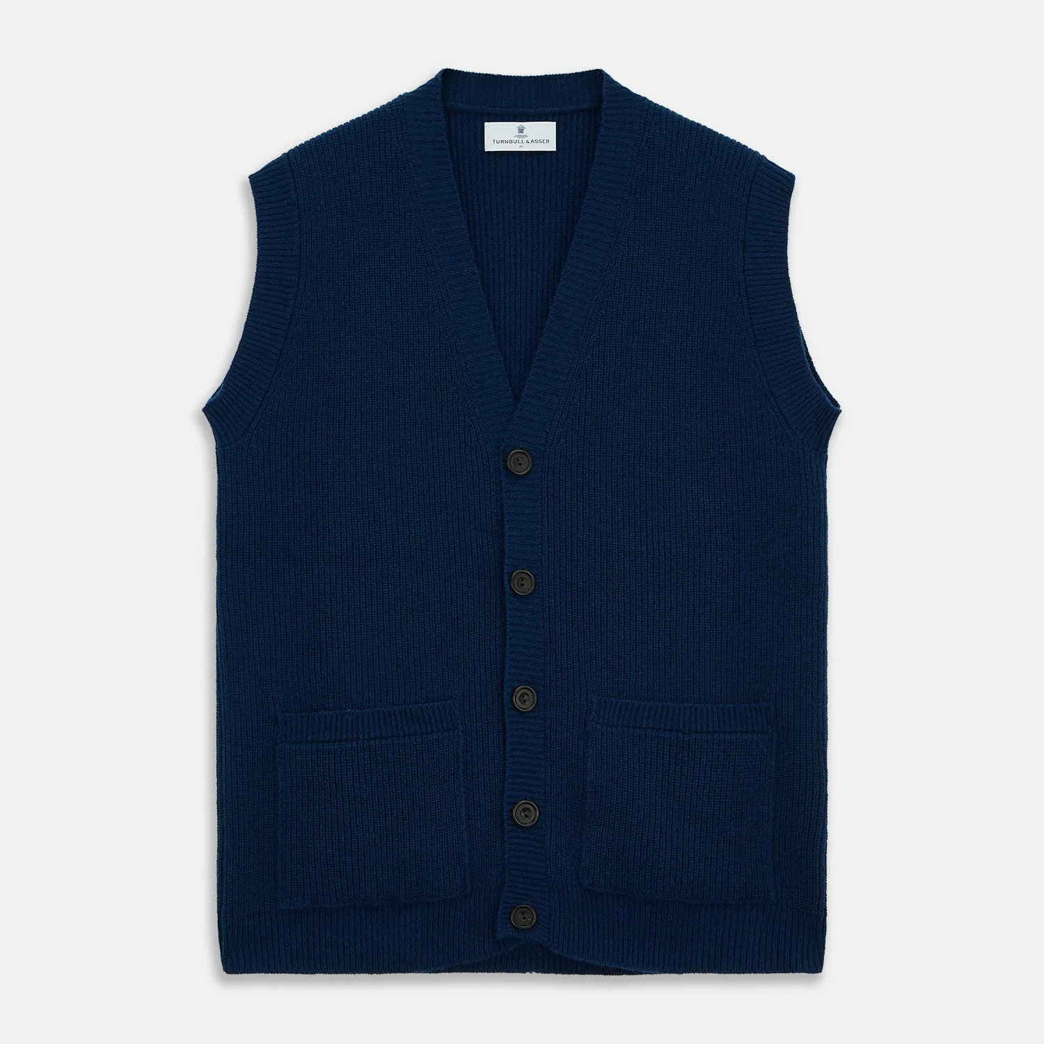 Navy Sleeveless Cashmere Cardigan