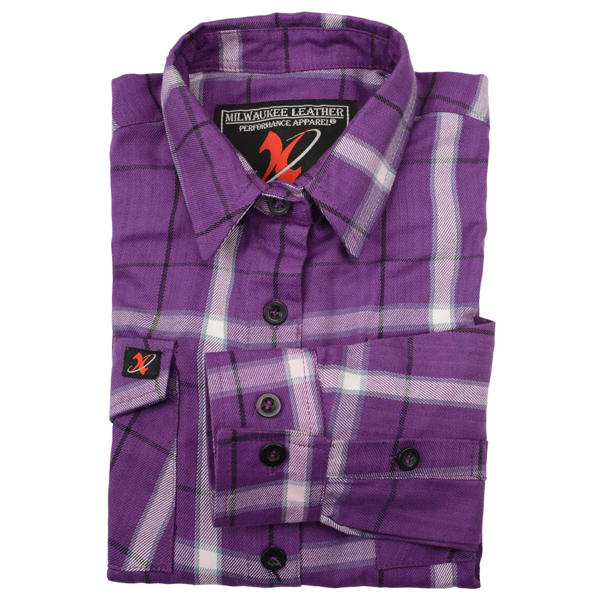 NexGen MNG21605 Women's Casual Purple and White Long Sleeve Cotton Casual Flannel Shirt