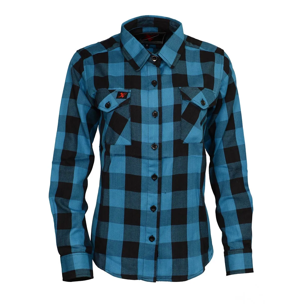 NexGen MNG21617 Women's Black and Aqua Long Sleeve Cotton Flannel Shirt