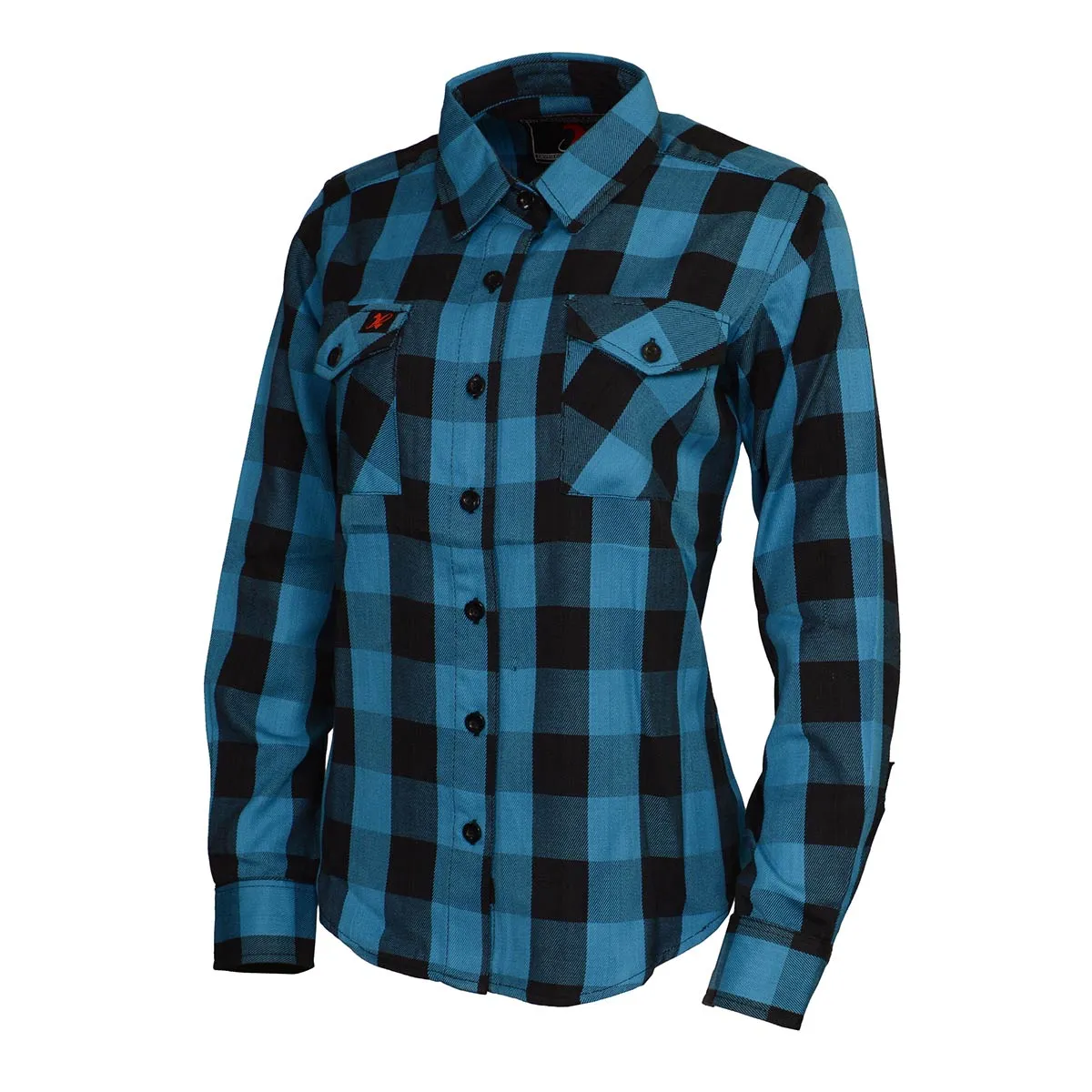 NexGen MNG21617 Women's Black and Aqua Long Sleeve Cotton Flannel Shirt