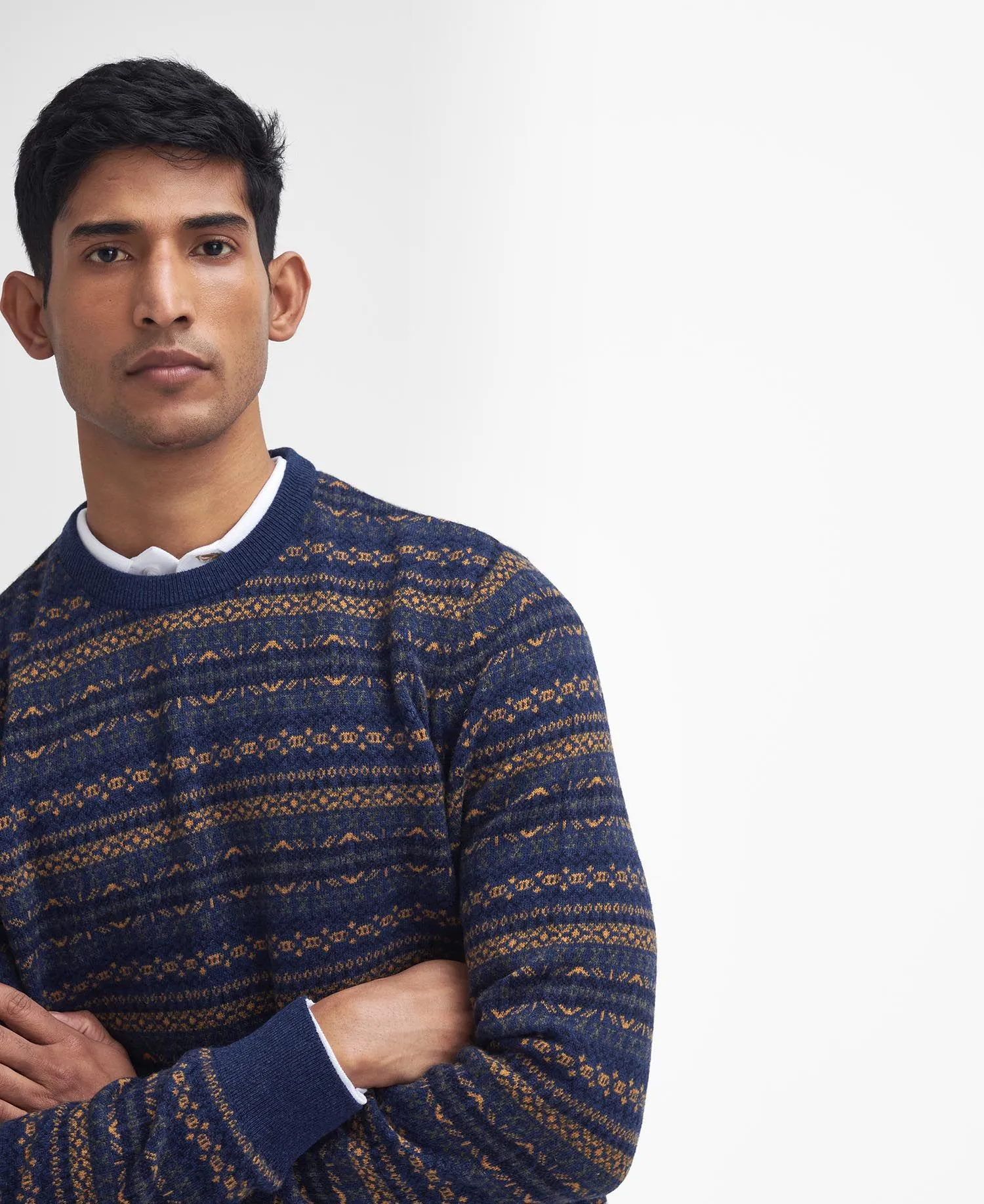 Orkney Fair isle Crew Neck Jumper - Inky Blue