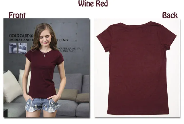 Plain Elastic Basic Cotton Casual Tees