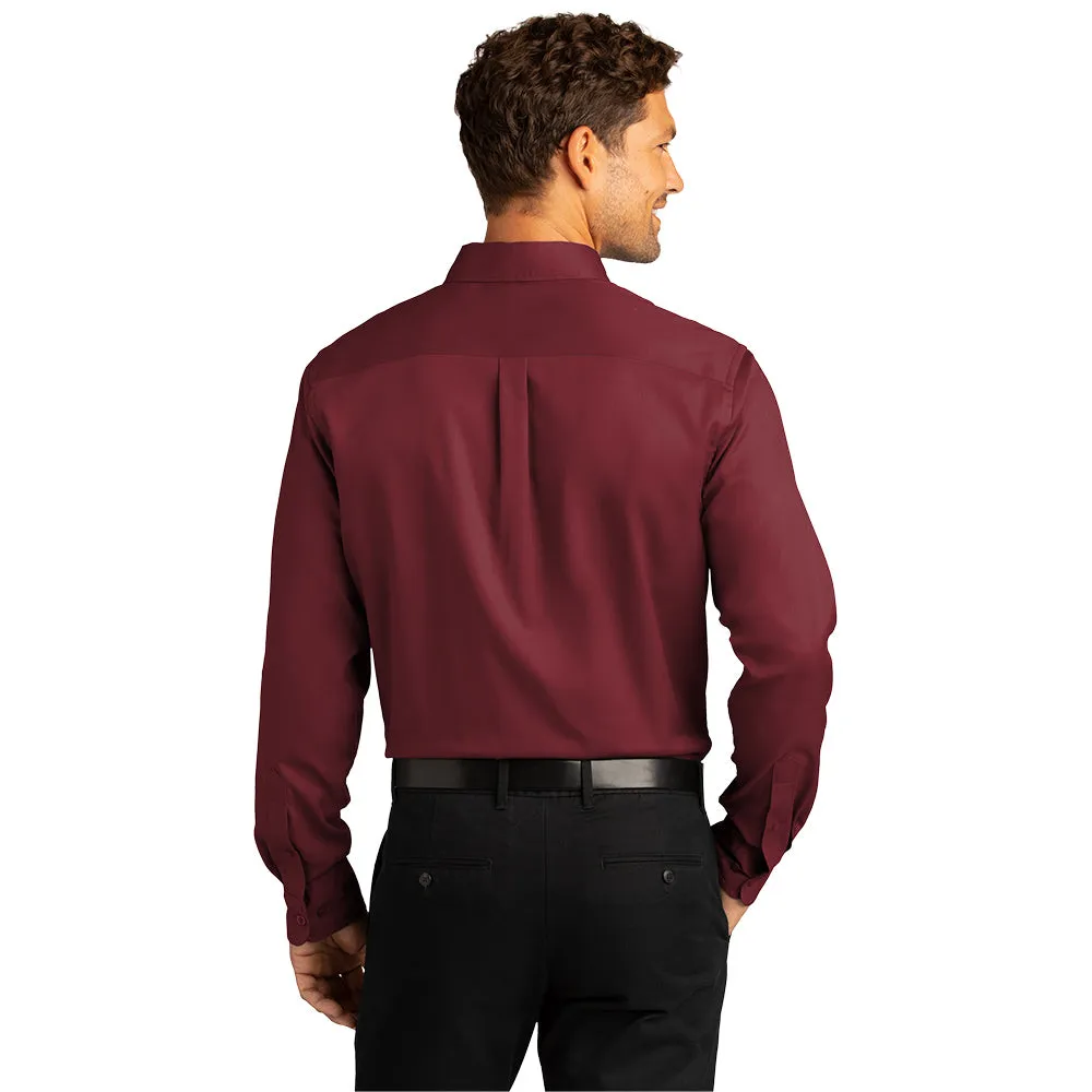 Port Authority® Long Sleeve SuperPro React™ Twill Shirt - Burgundy