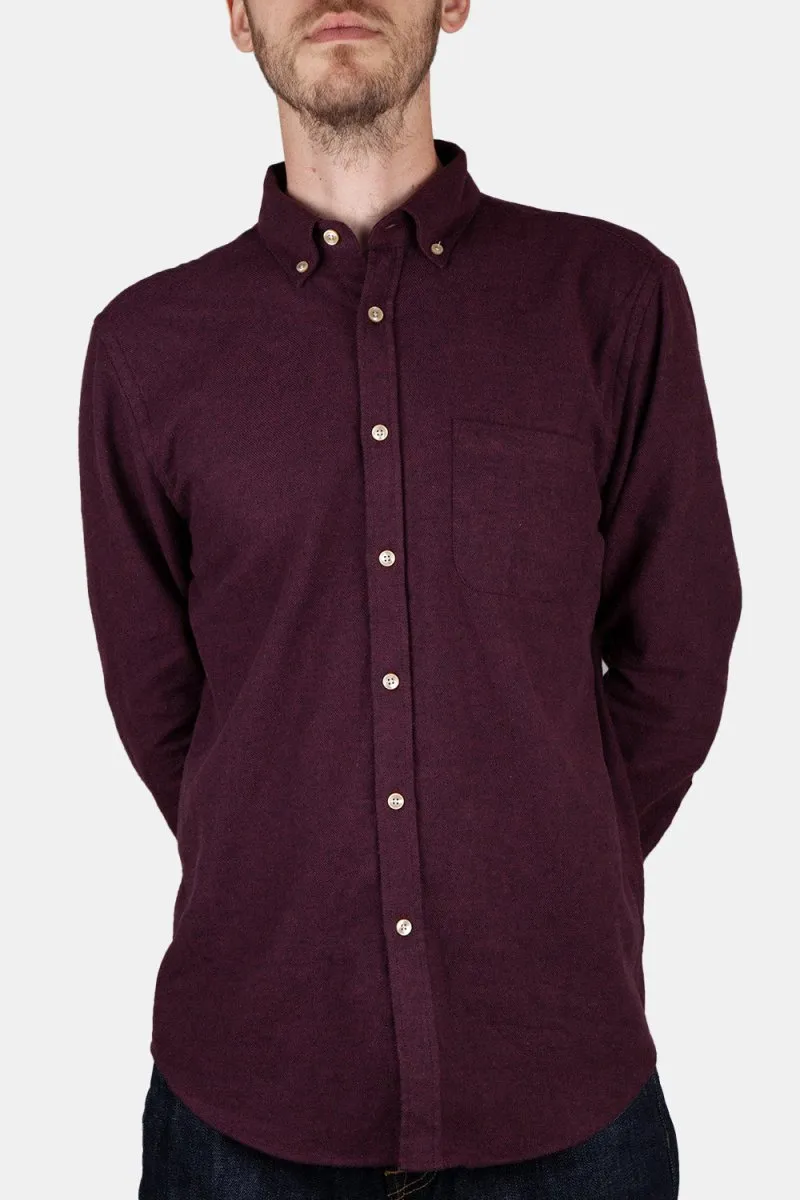 Portuguese Flannel Teca Shirt (Bordeaux Dark Red)