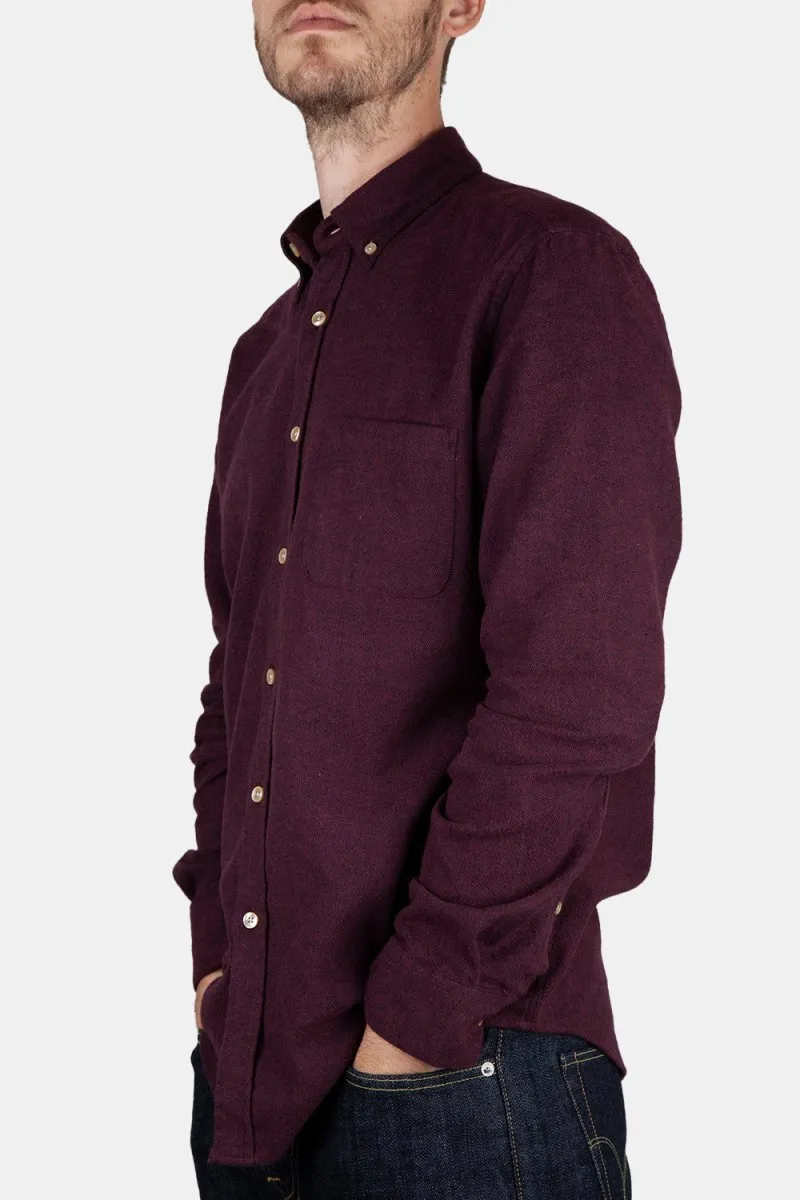 Portuguese Flannel Teca Shirt (Bordeaux Dark Red)