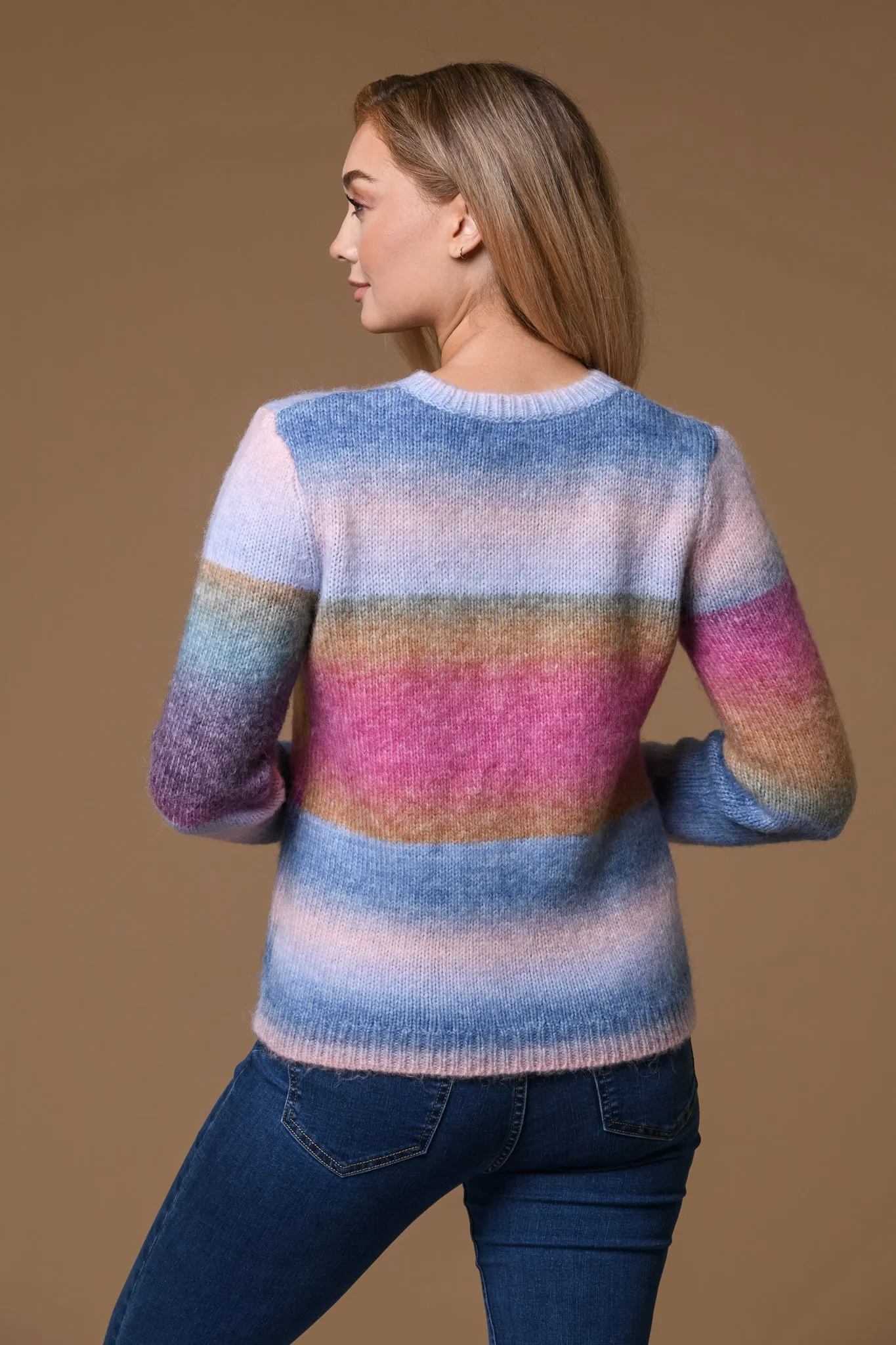 Rainbow Chunky Sweater-Blue/Pink