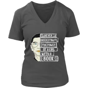 Ruth Bader  "A Girl With A Book" V-neck Tshirt