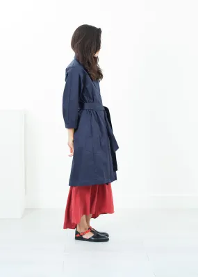 Sateen Trench in Navy - Fashionable Choice