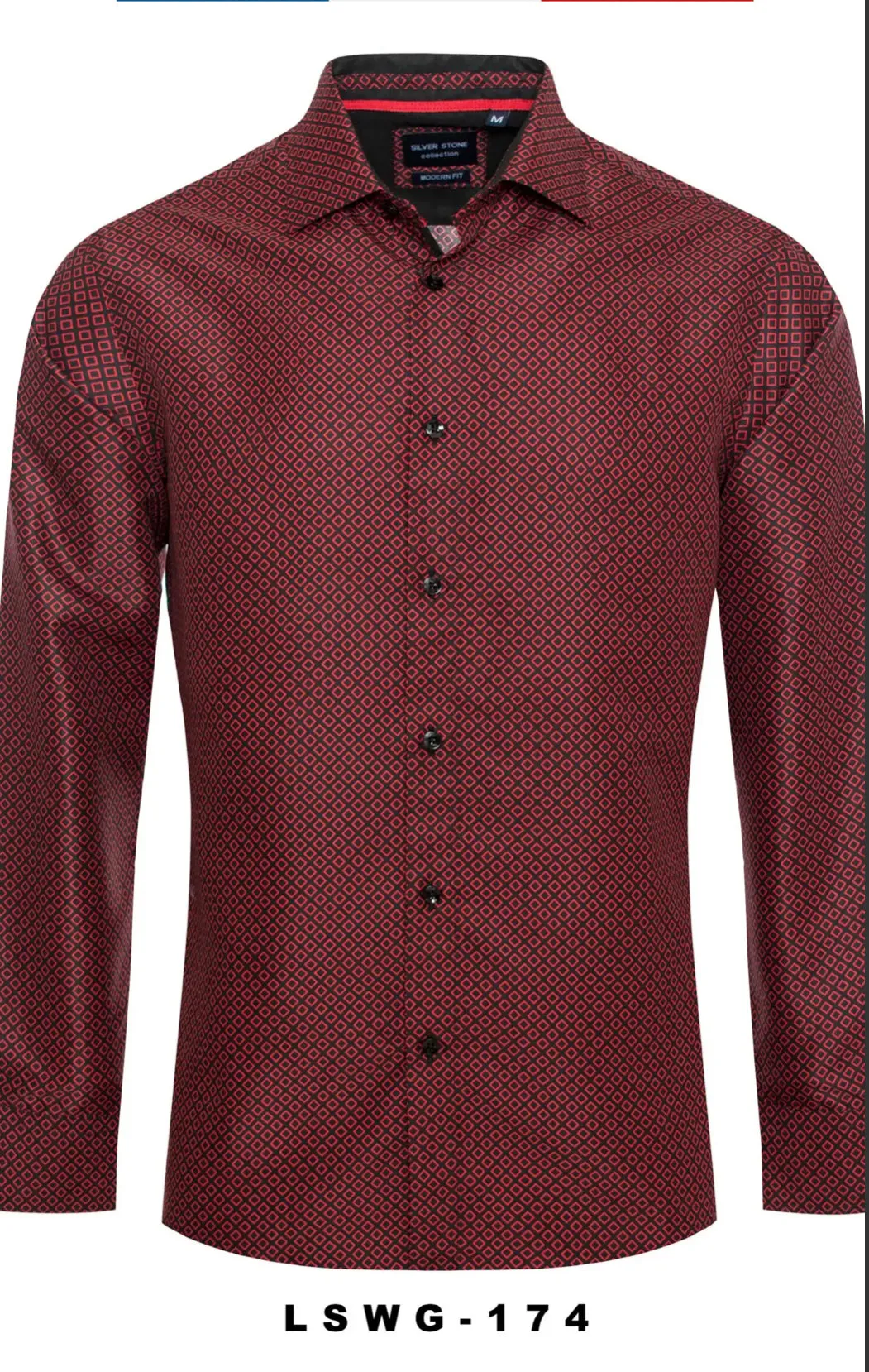 SILVER *STONE PRINTED MEN'S BUTTON DOWN DRESS SHIRT