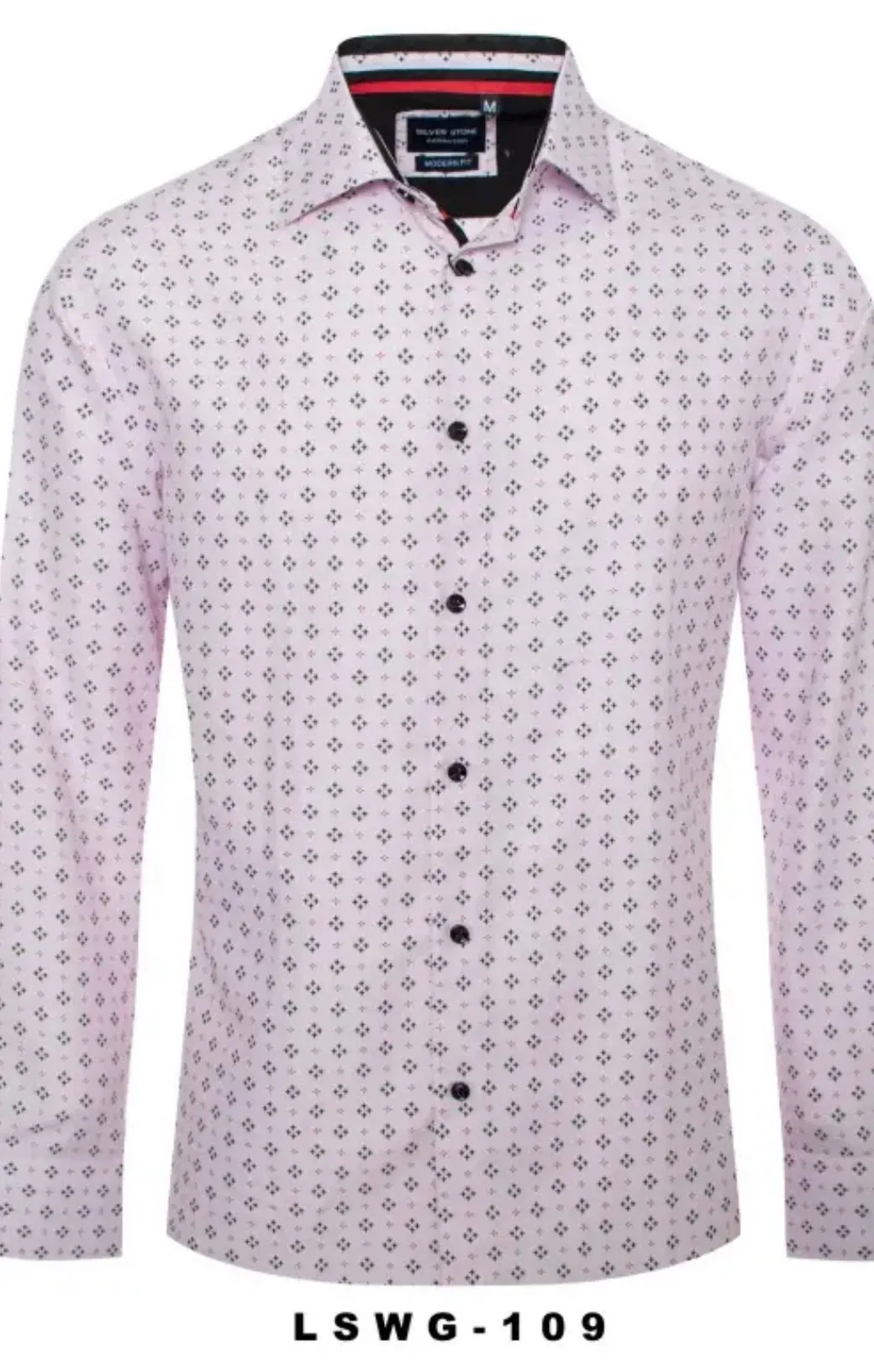 SILVER *STONE PRINTED MEN'S BUTTON DOWN DRESS SHIRT