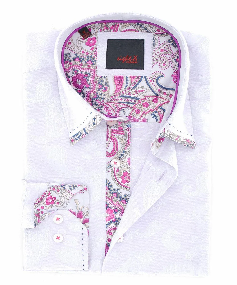 Slim Fit Lilac Paisley Cotton Dress Shirt