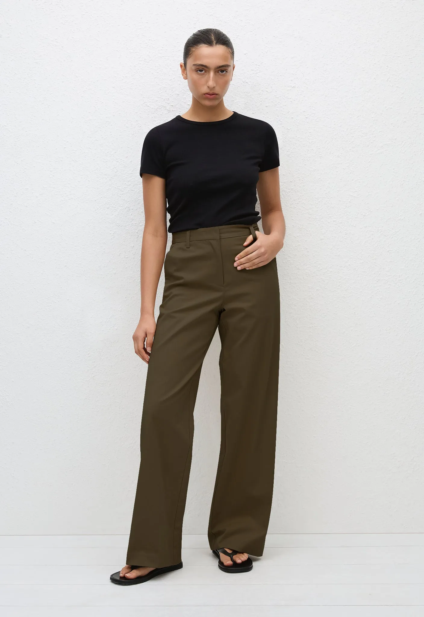 Straight Twill Trouser - Olive