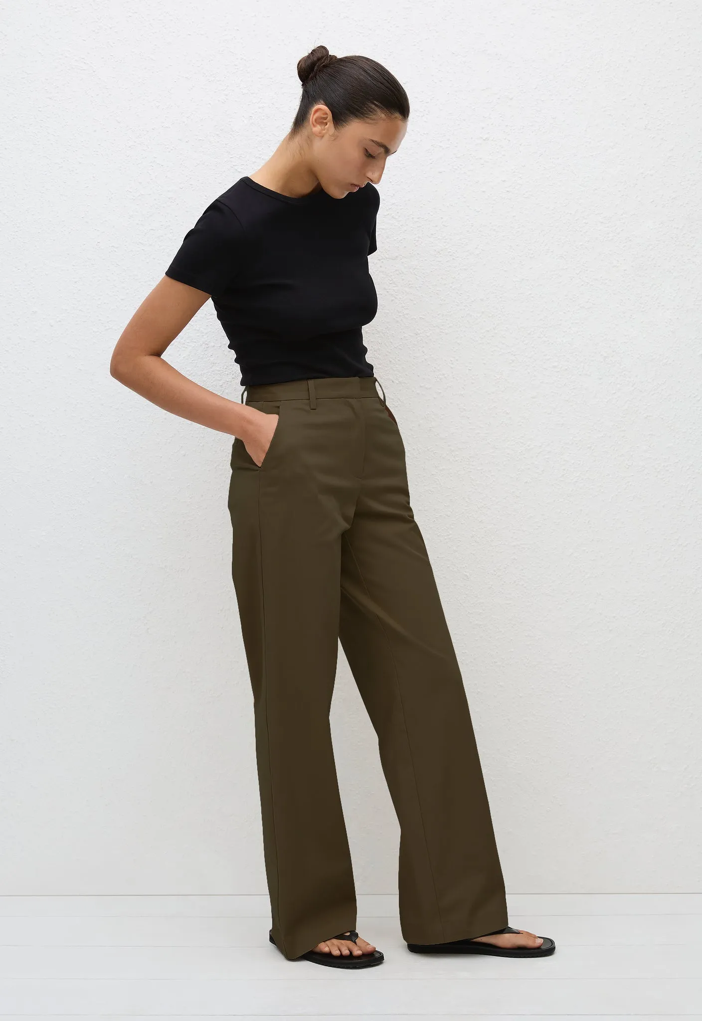 Straight Twill Trouser - Olive