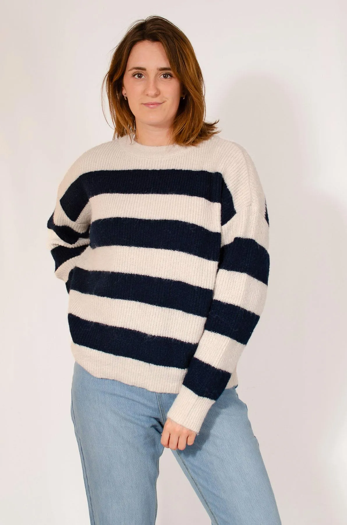 Striped Ribbed Knit Jumper