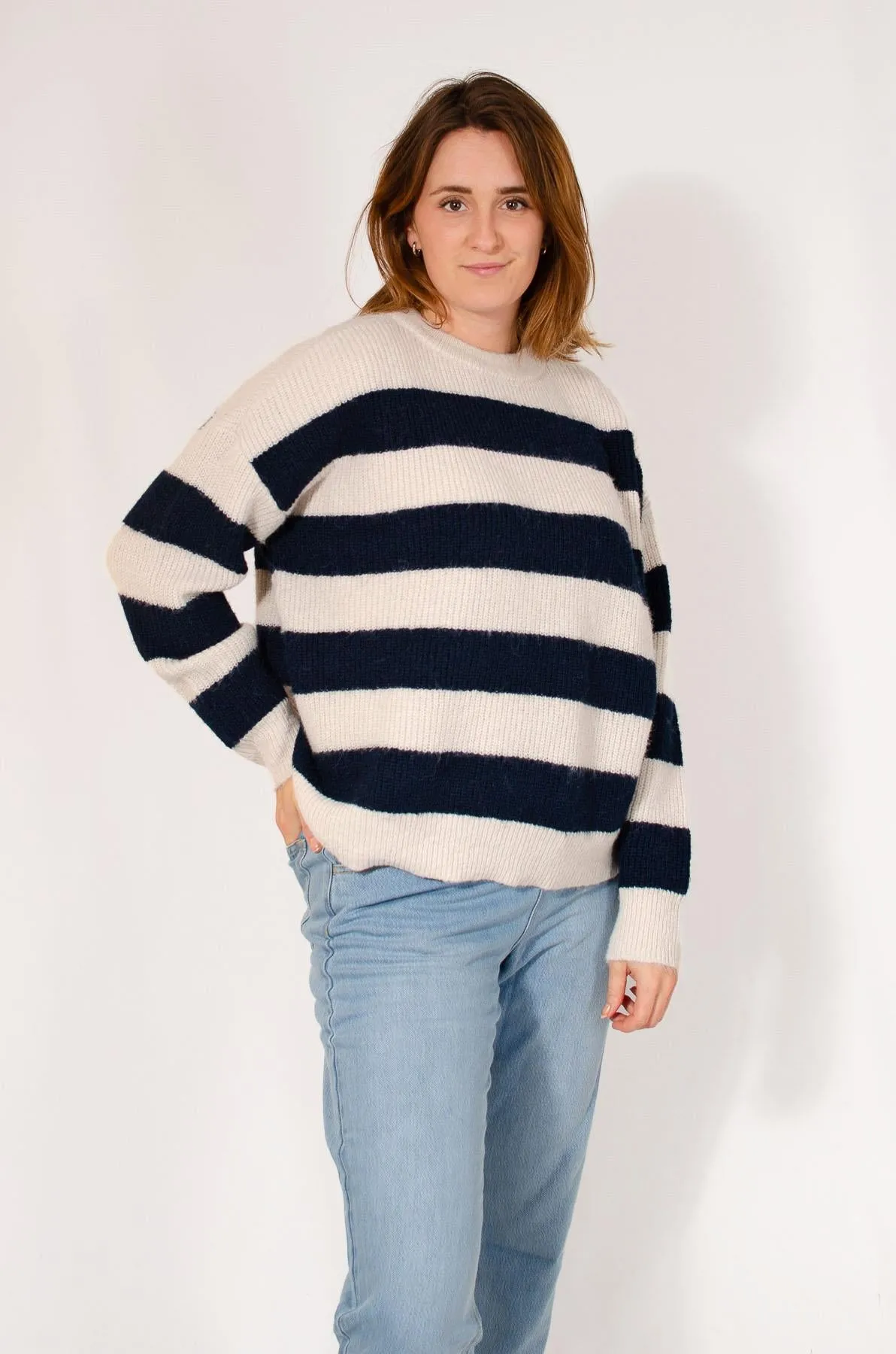 Striped Ribbed Knit Jumper