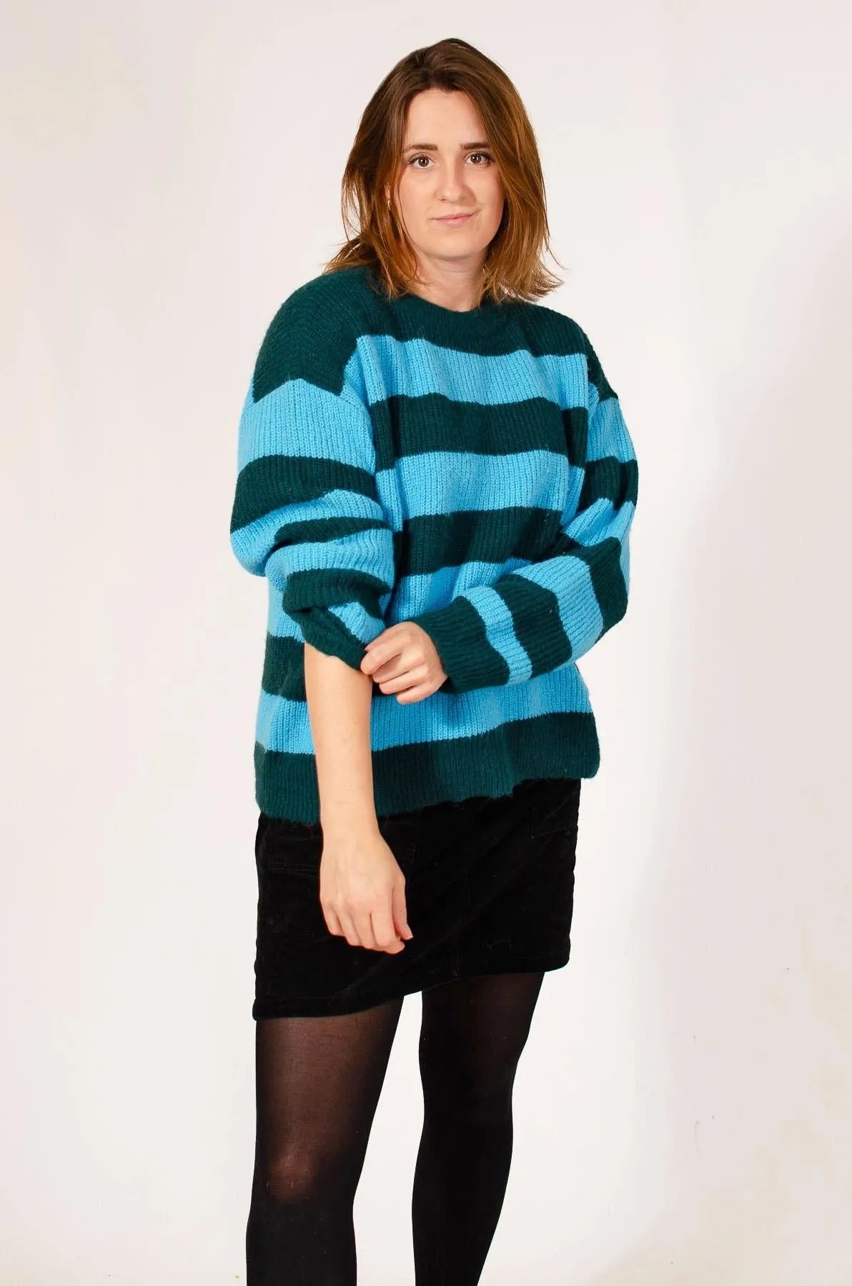 Striped Ribbed Knit Jumper