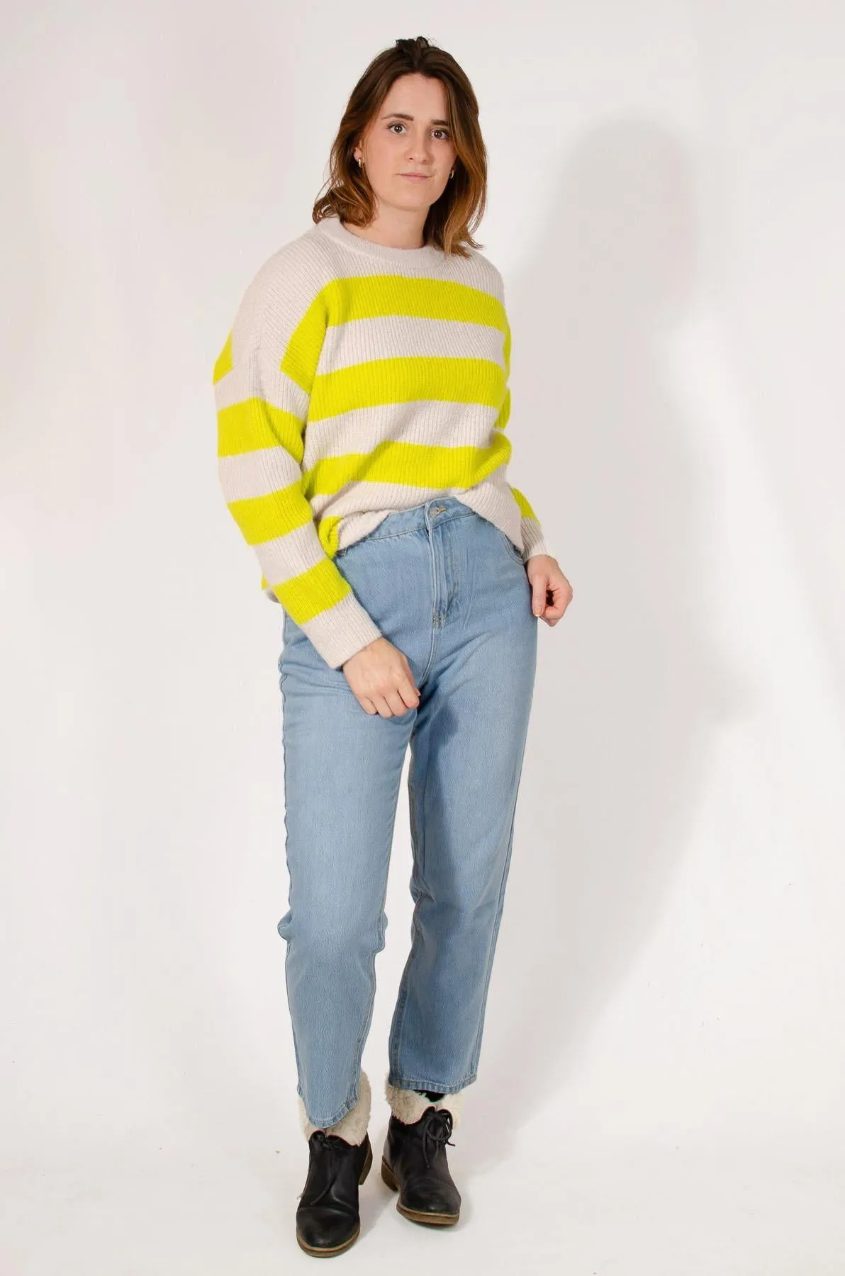 Striped Ribbed Knit Jumper