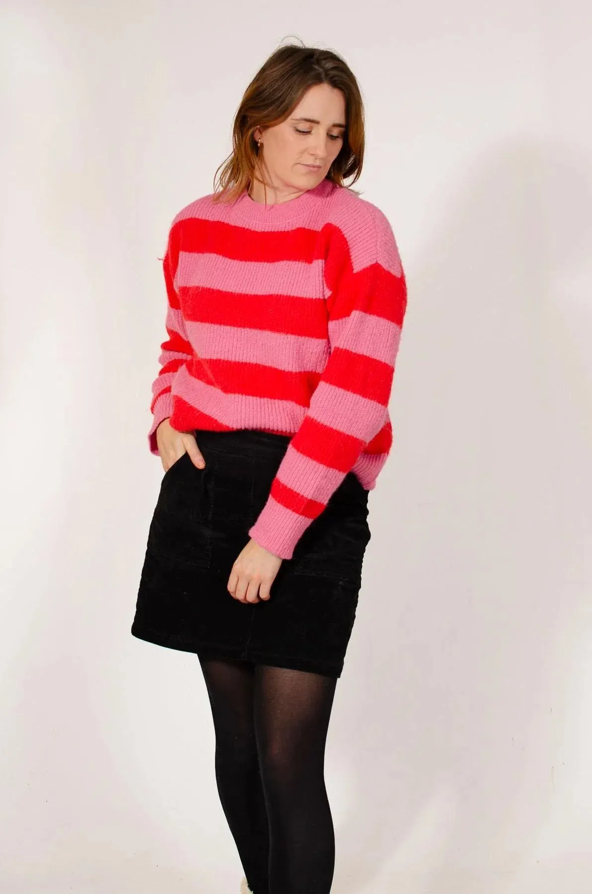 Striped Ribbed Knit Jumper