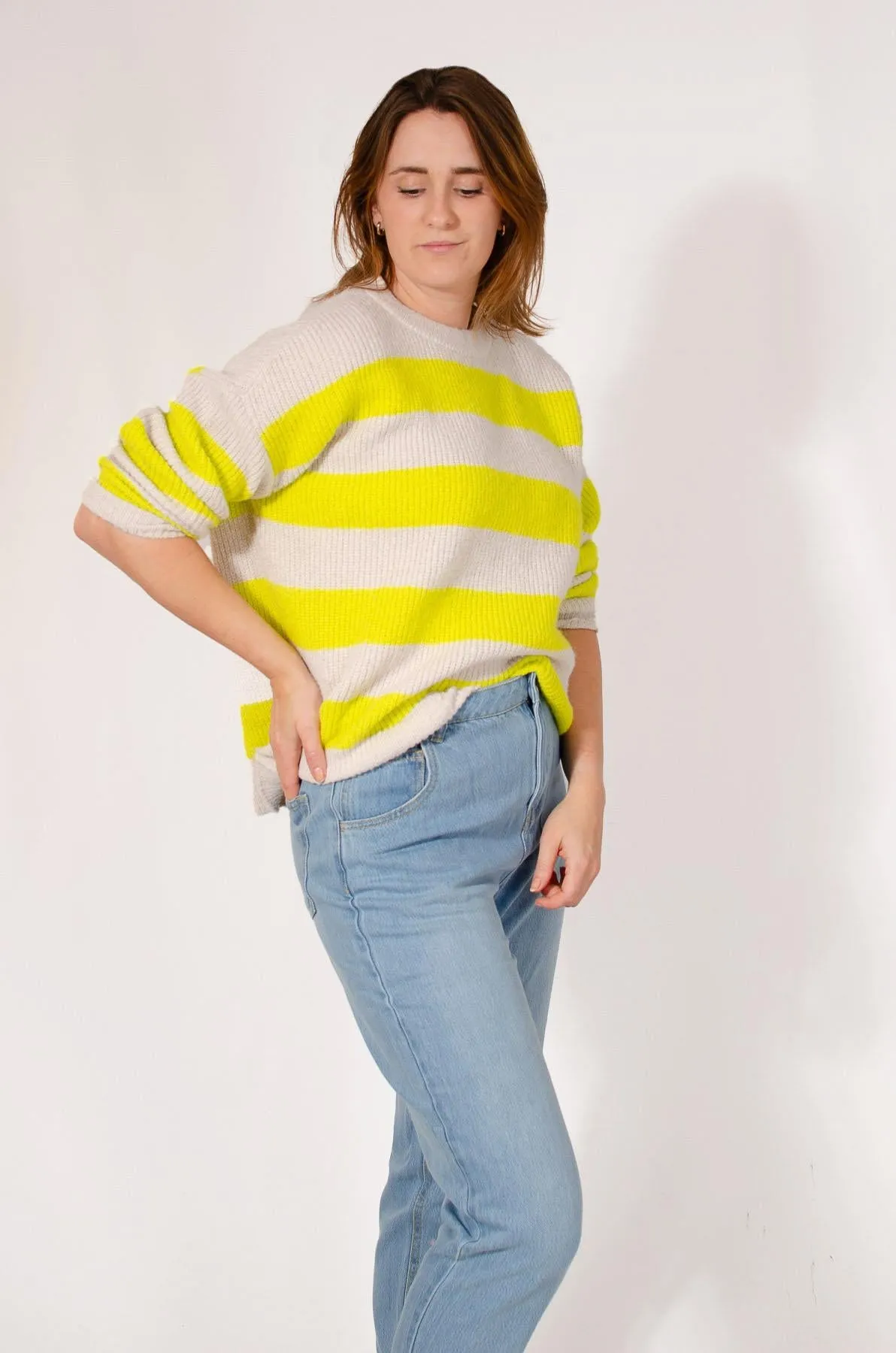 Striped Ribbed Knit Jumper