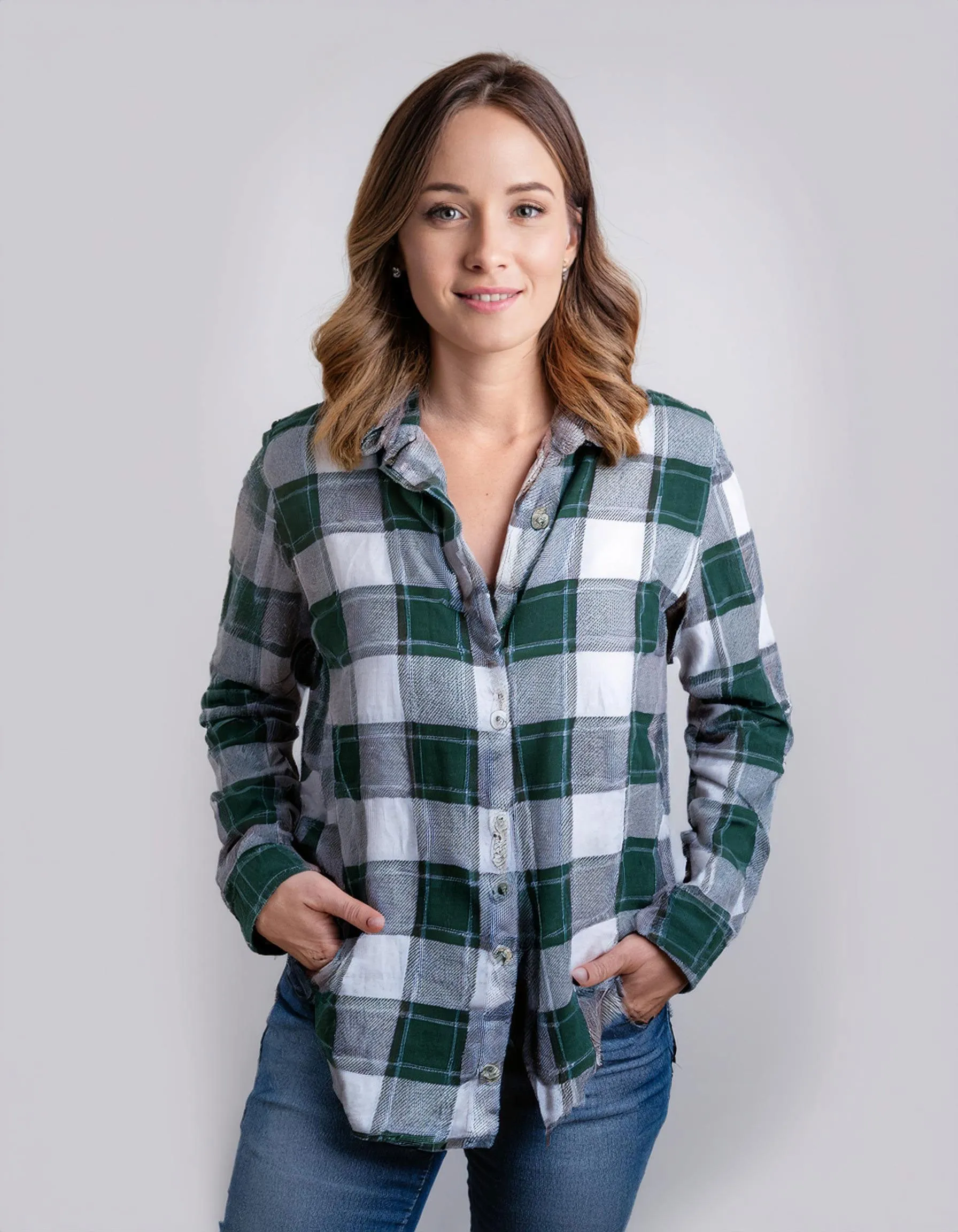 Teal Dream Check Flannel Shirt