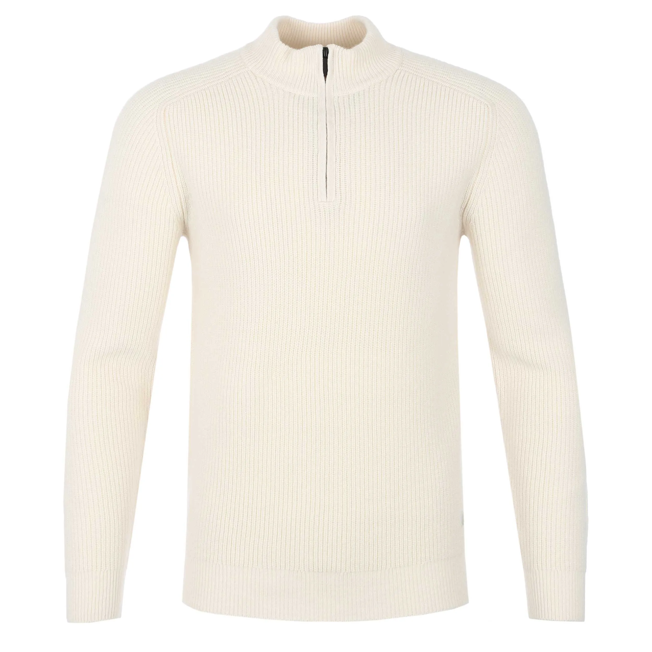 Thomas Maine 1/4 Zip Lambs Wool Knitwear in Cream