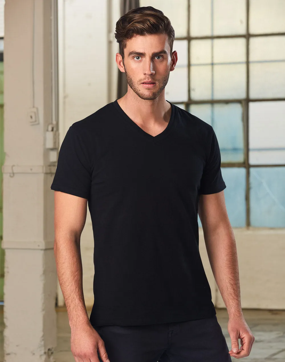 [TS07A] Men's V-Neck Short Sleeves Tee