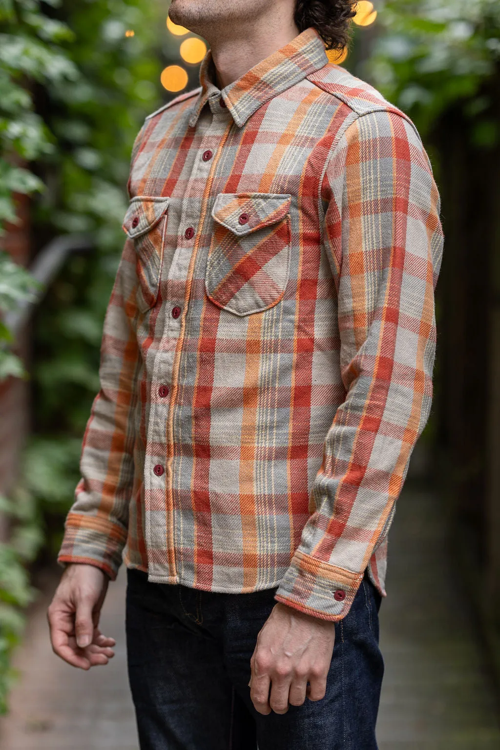 UES 502453 Heavy Flannel Shirt - Orange