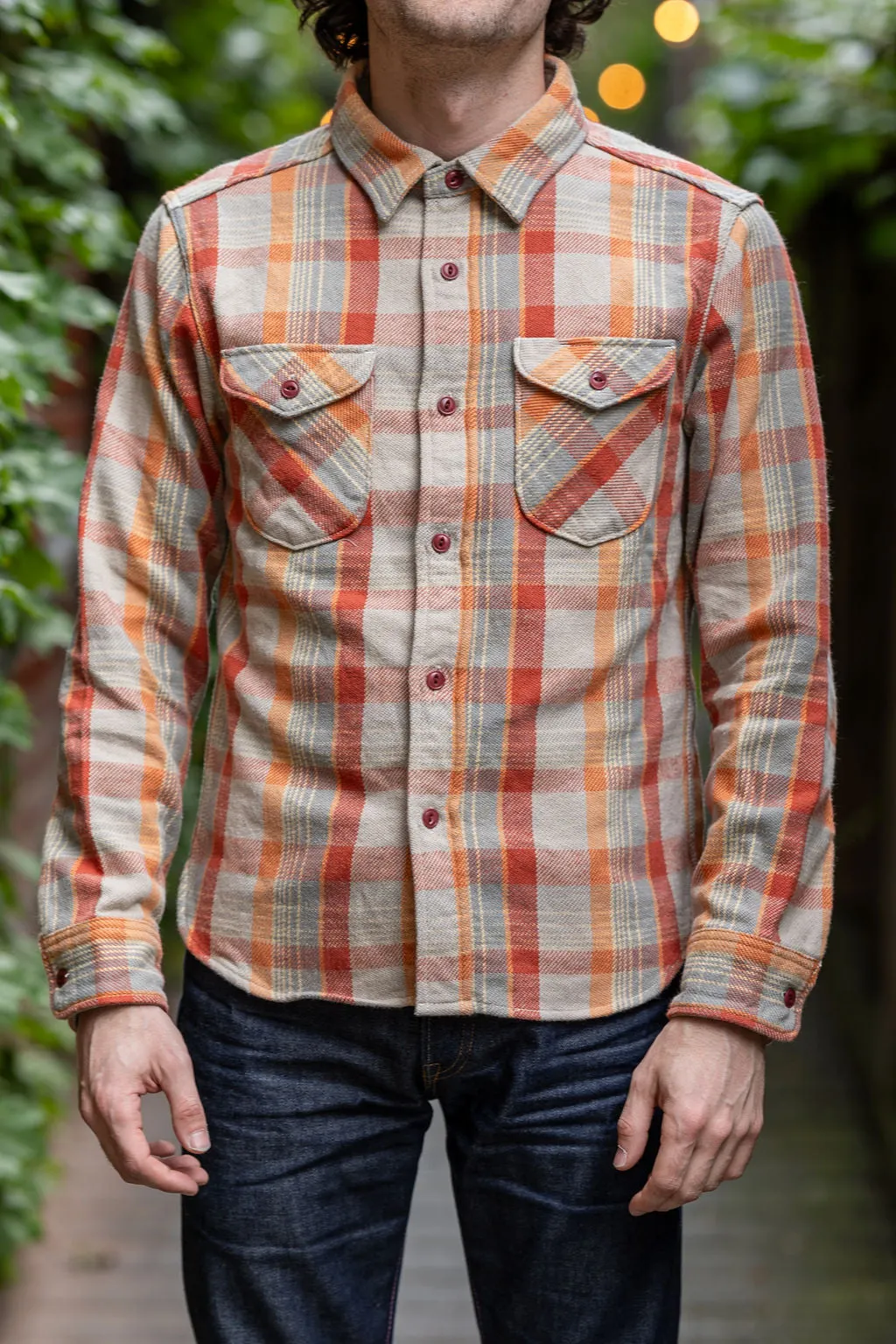 UES 502453 Heavy Flannel Shirt - Orange