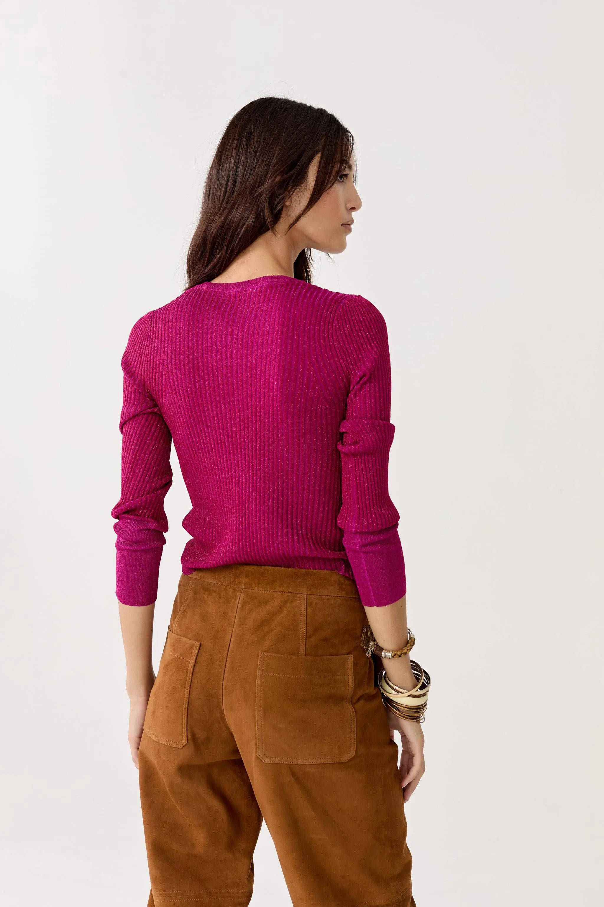 Vail Lurex Knitted Top - Fuchsia