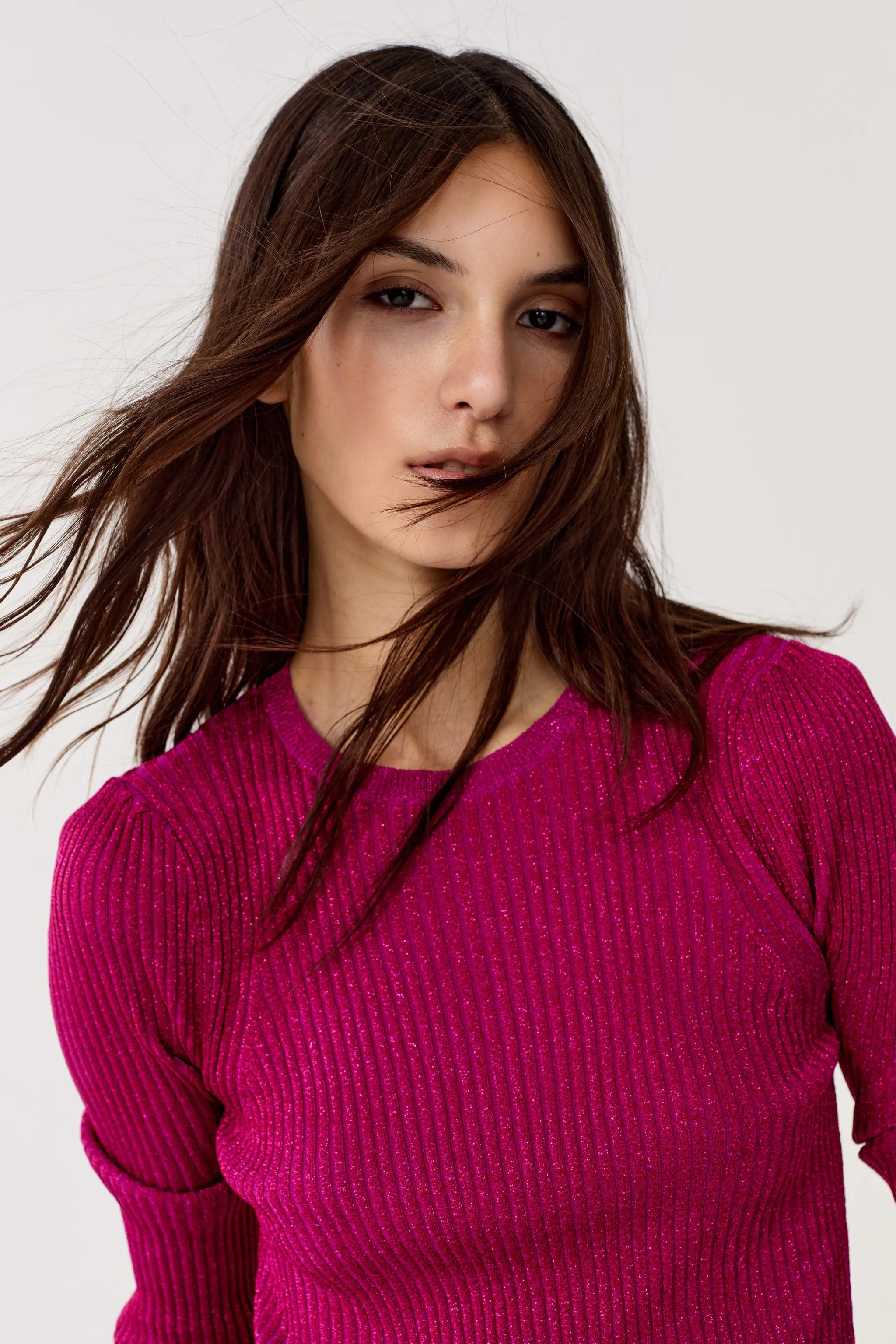 Vail Lurex Knitted Top - Fuchsia