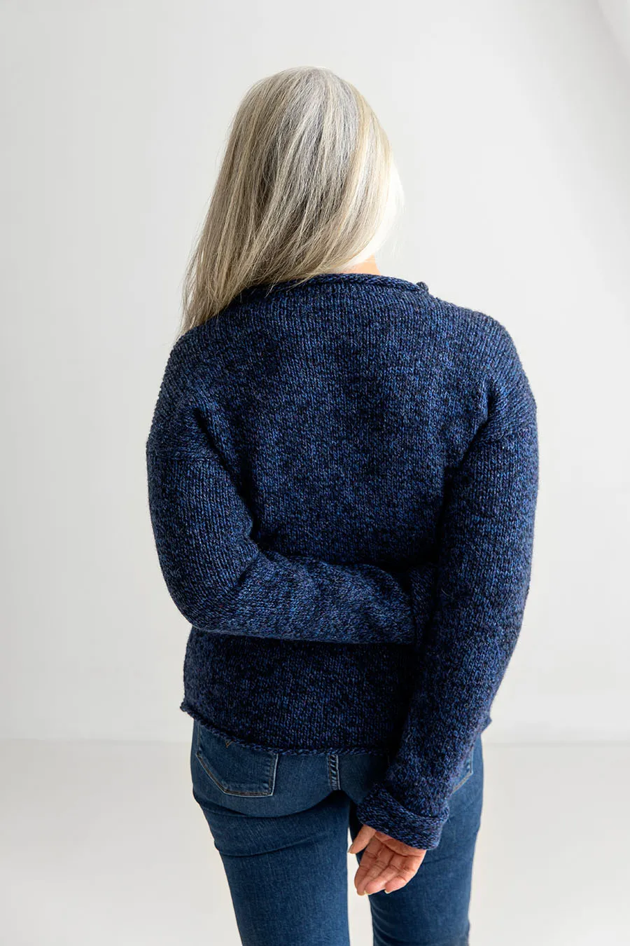 Womens Chunky cuffed jumper - Blue marl