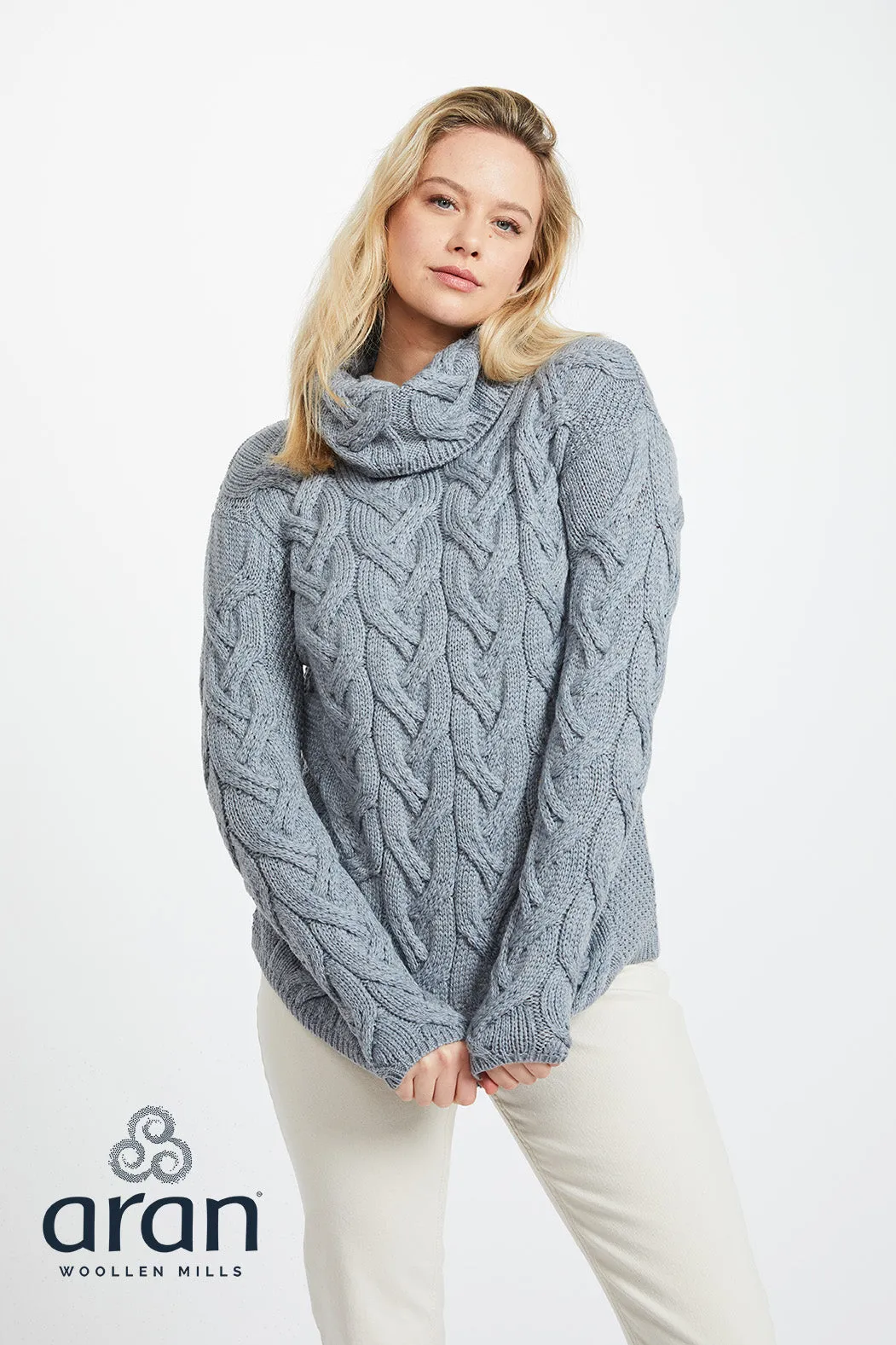 Women's Supersoft Merino Wool Chunky Cable Sweater by Aran Mills - 5 Colours